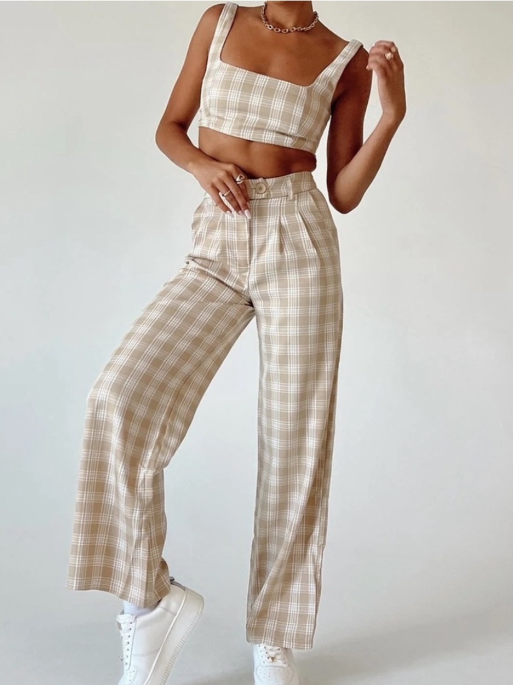 Plaid Tan Women's Pants & Jumpsuit HuxleySet princess Polly size 4